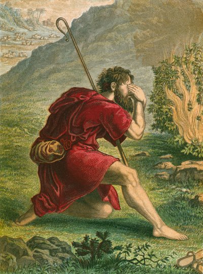 Moses vor dem brennenden Dornbusch von English School